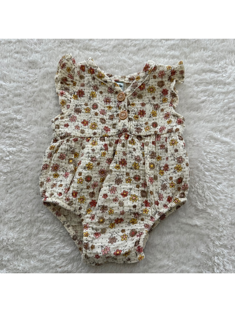 0-3m Floral Muslin Romper